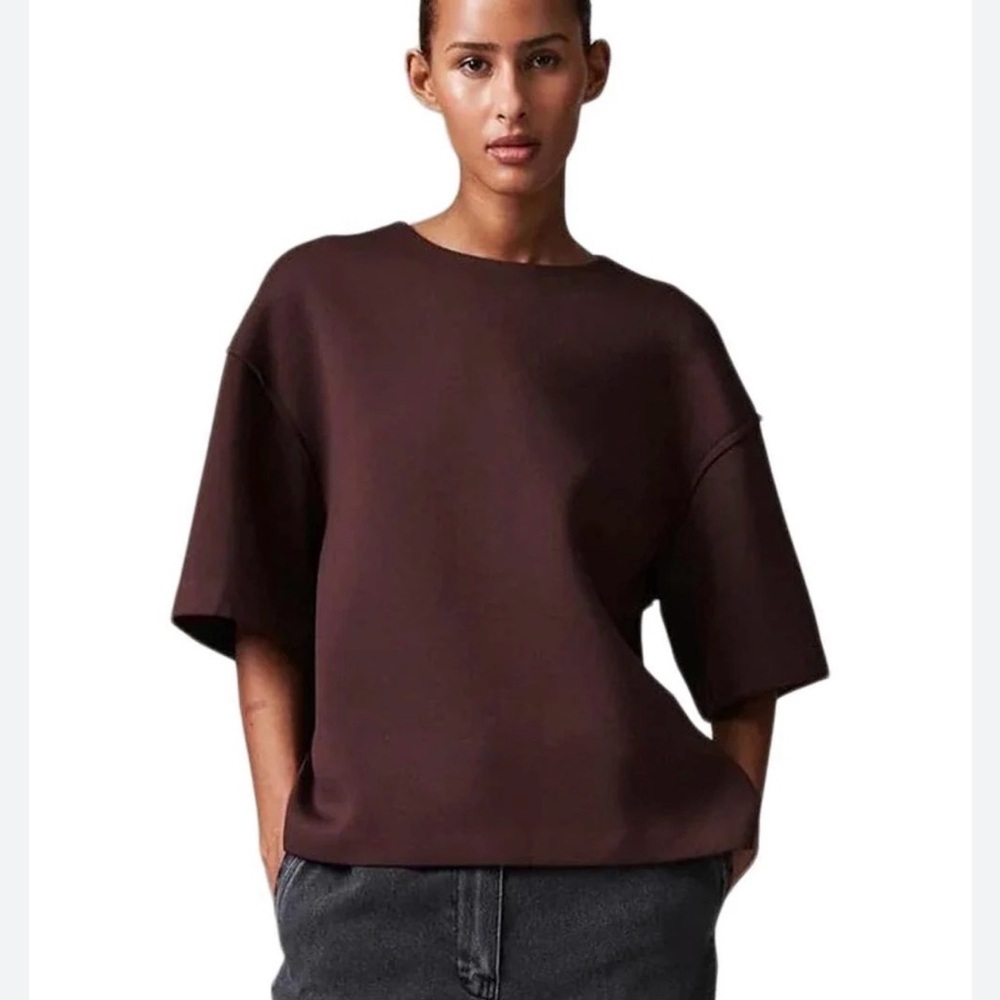 DAY BIRGER ET MIKKELSEN Amalie Scuba Top Chocolate Plum Brown size S - Picture 1 of 5